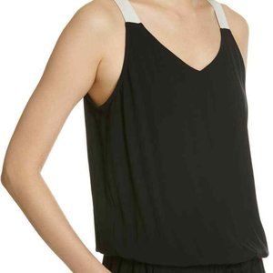 Black Eileen Fisher silk crepe jump suit M